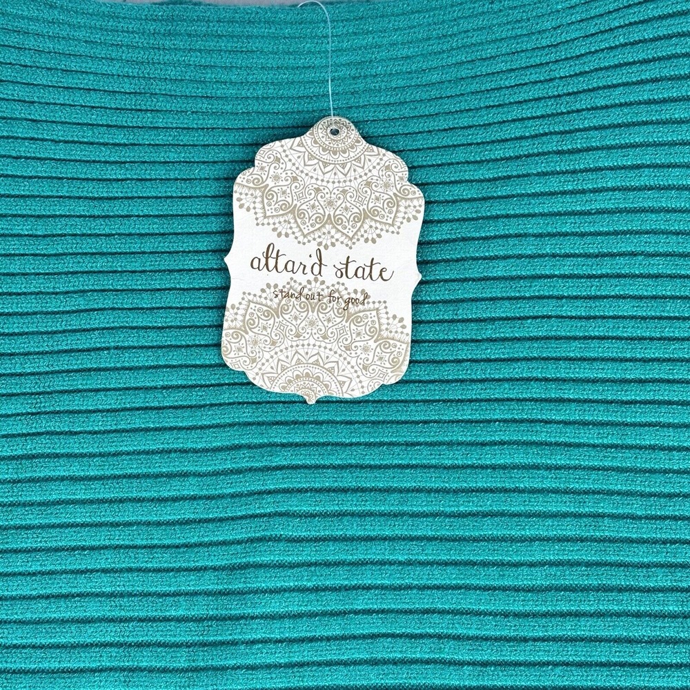 NWT Altar'd State Kelly Green Boat Neck Knit Cropped Sweater Size XS‎ - Picture 4 of 12